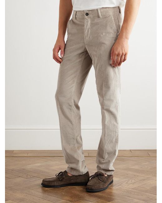 Eleventy Natural Slim-Fit Straight-Leg Stretch Cotton And Modal-Blend Corduroy Trousers for men