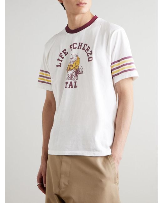 Kapital Natural Piped Printed Cotton-Jersey T-Shirt for men