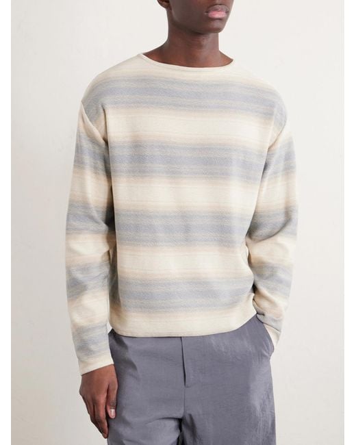 Auralee White Dégradé Striped Cotton And Silk-Blend Sweater for men