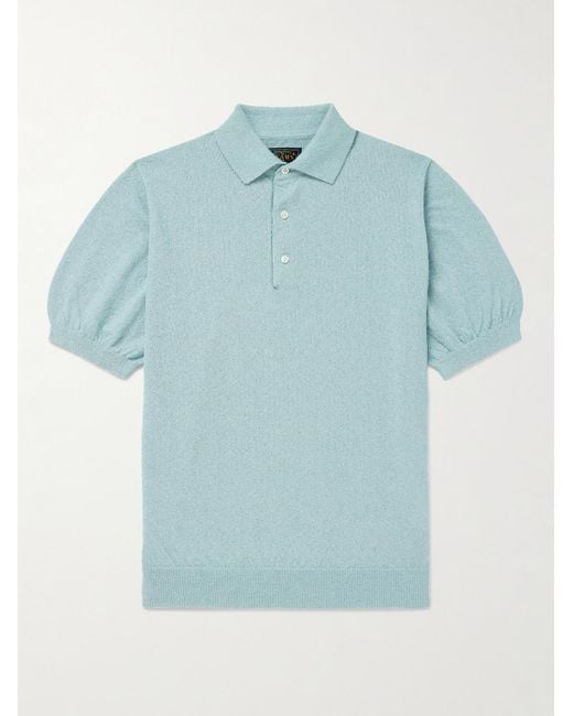 Beams Plus Polohemd aus Bouclé aus einer Baumwollmischung in Blue für Herren