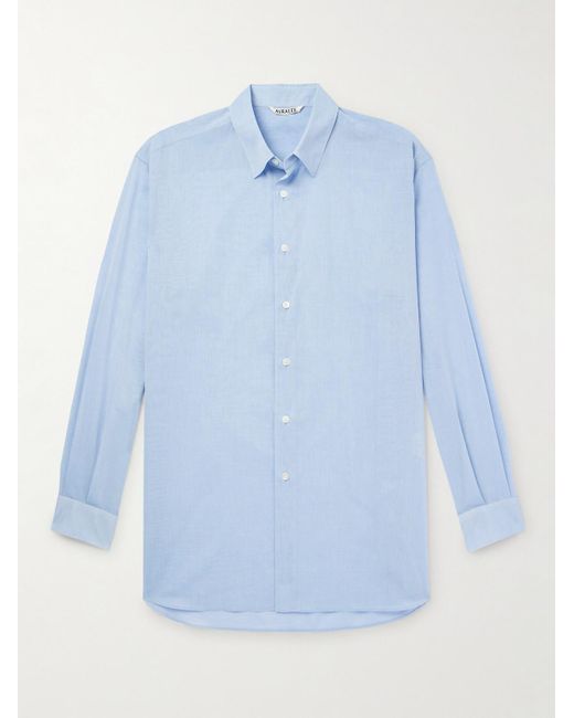 Auralee Blue Cutaway-collar Cotton-organdy Shirt for men