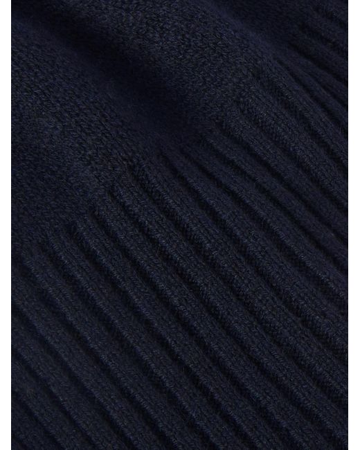 Allude Blue Ribbed Cashmere Beanie for men
