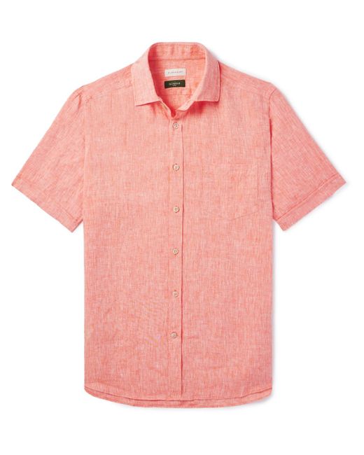 Incotex Pink Glanshirt Slim-fit Linen Shirt for men