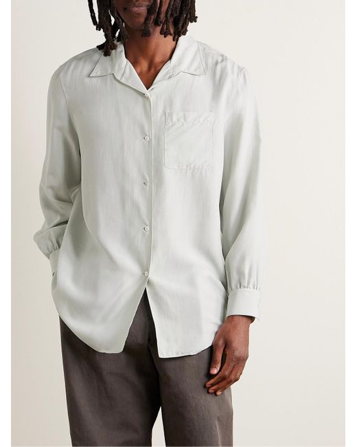 Camicia in seta con colletto aperto Kiton di The Row in White da Uomo