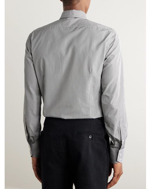 Tom Ford Gray Striped Cotton-Poplin Shirt for men