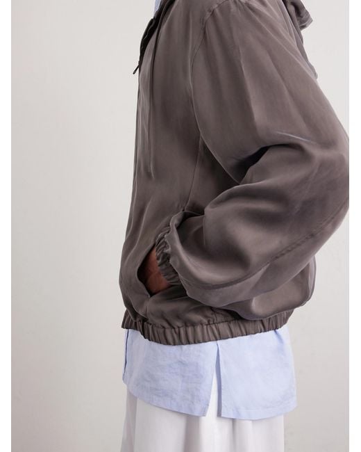 Amomento Brown Satin Hooded Jacket for men