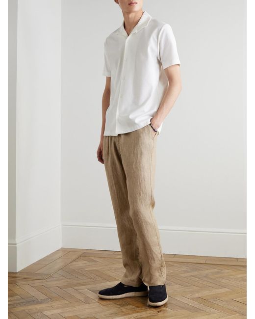 Sunspel White Convertible-Collar Cotton-Piqué Polo Shirt for men