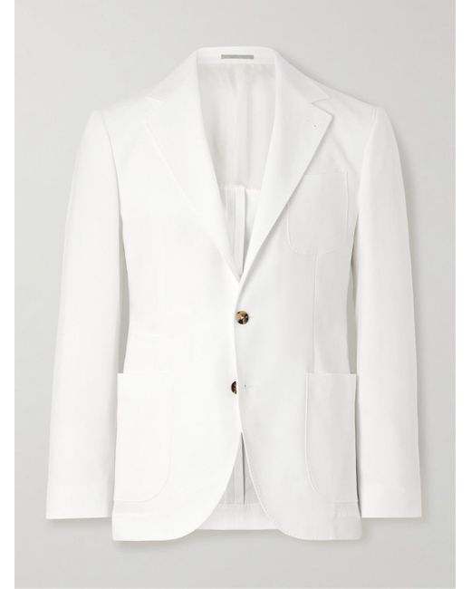 Brunello Cucinelli White Slim-fit Cotton-twill Suit Jacket for men