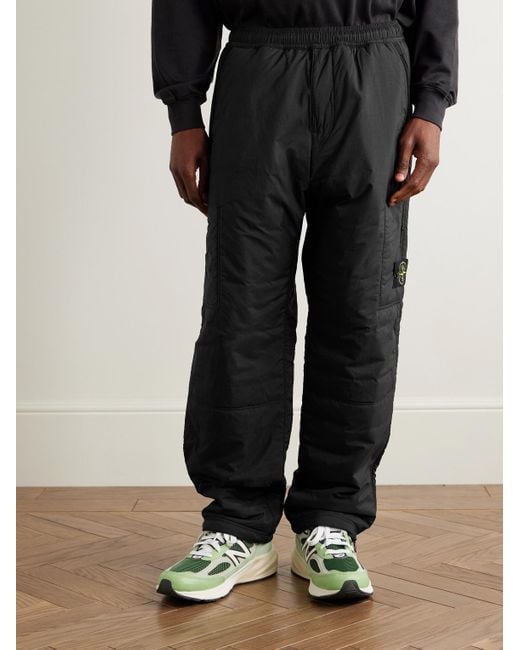 Stone Island Black Straight-Leg Padded Cordura Nylon-Ripstop Trousers for men