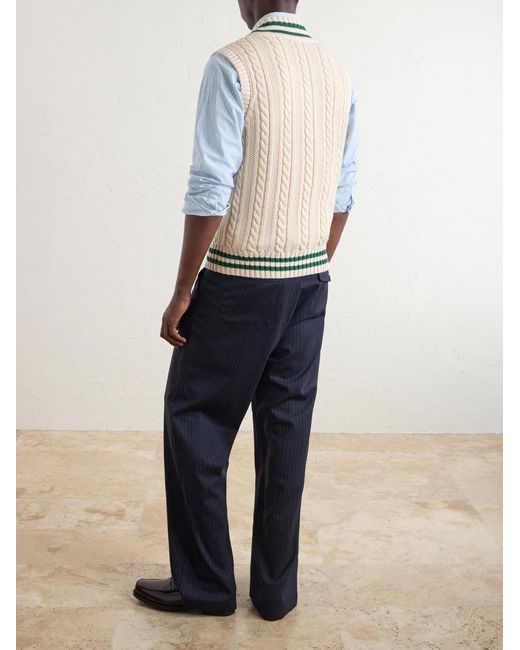 Drake's Natural Cricket Knitted Cotton And Cashmere-Blend Vest for men
