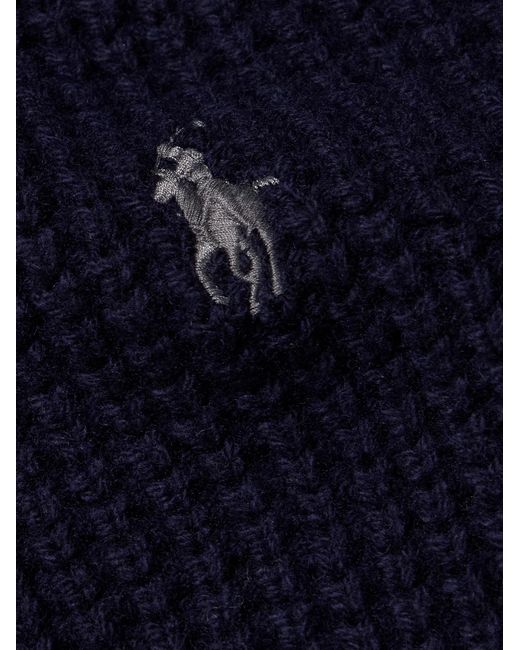 Polo Ralph Lauren Blue Logo-Embroidered Ribbed-Knit Wool And Cotton-Blend Cardigan for men
