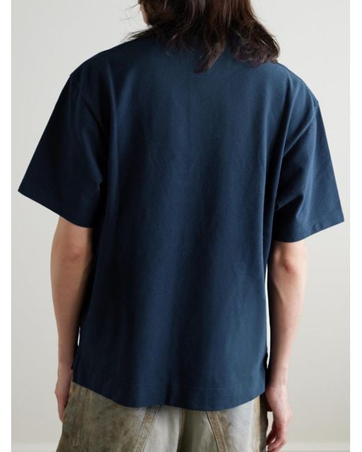 Acne Blue Exford Logo-embroidered Cotton-piqué T-shirt for men