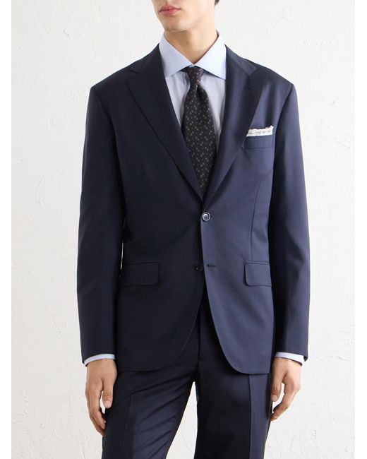 Brioni Blue Plume Wool And Mohair-Blend Suit Jacket for men