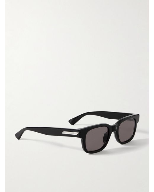 Bottega Veneta Black Rectangular-Frame Acetate Sunglasses for men