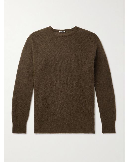 Auralee Green Ribbed Alpaca-Blend Sweater for men
