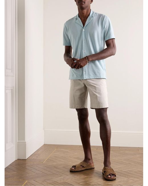 Incotex Natural Slim-fit Stretch-cotton Poplin Bermuda Shorts for men