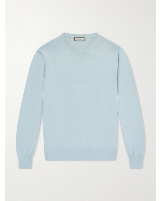 Canali Blue Cotton Sweater for men