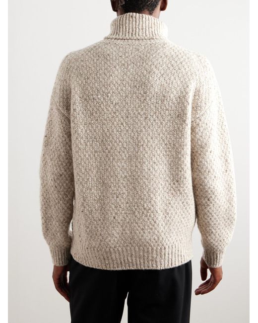 Loro Piana Natural Newcastle Mélange Cable-knit Wool And Cashmere-blend Rollneck Sweater for men