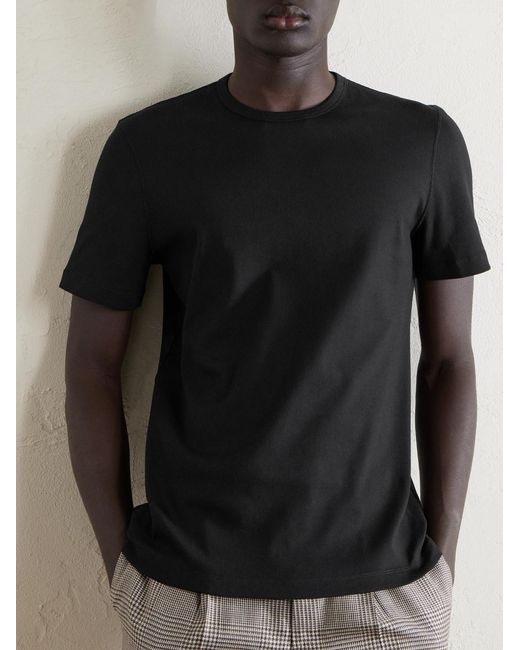 Brunello Cucinelli Black Ribbed Jersey T-Shirt for men