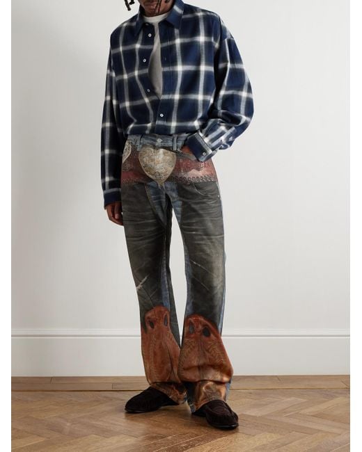 Acne Gray Trompe L'Oeil Straight-Leg Brushed Jeans for men