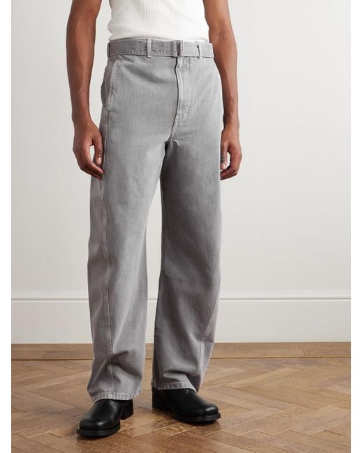 Jeans A Gamba Larga Con Cintura Twisted di Lemaire in Gray da Uomo