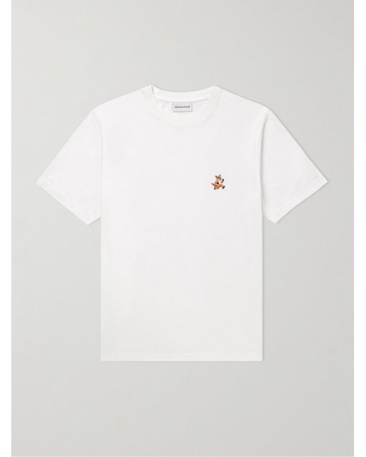 Maison Kitsuné White Logo-appliquéd Cotton-jersey T-shirt for men