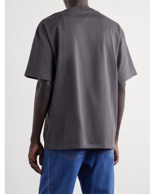 Bottega Veneta Blue Intrecciato Suede-Trimmed Cotton-Jersey T-Shirt for men