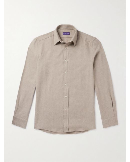 Ralph Lauren Purple Label Natural Harrison Herringbone Cotton-flannel Shirt for men