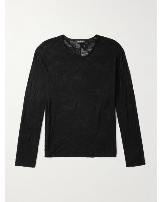 Floral-Jacquard Merino Wool-Gauze Sweater di Our Legacy in Black da Uomo