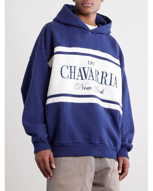 Willy Chavarria Blue Gilroy Logo-embroidered Cotton-jersey Hoodie for men