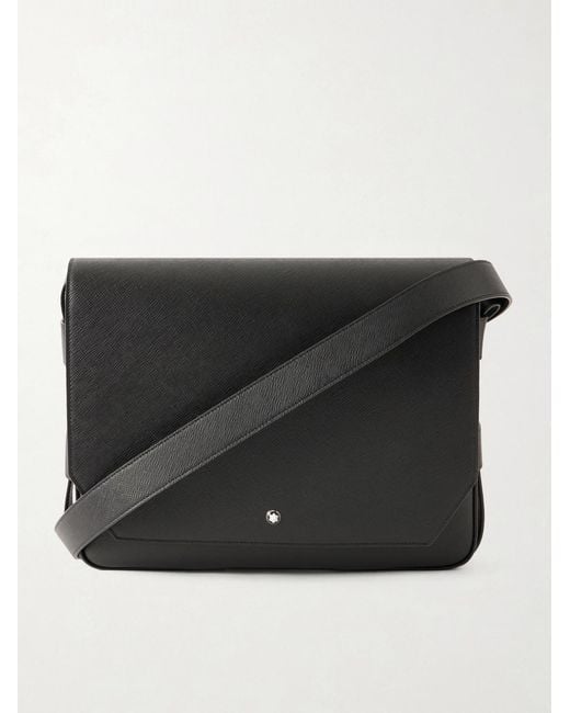 Montblanc Black Sartorial Cross-Grain Leather Messenger Bag for men