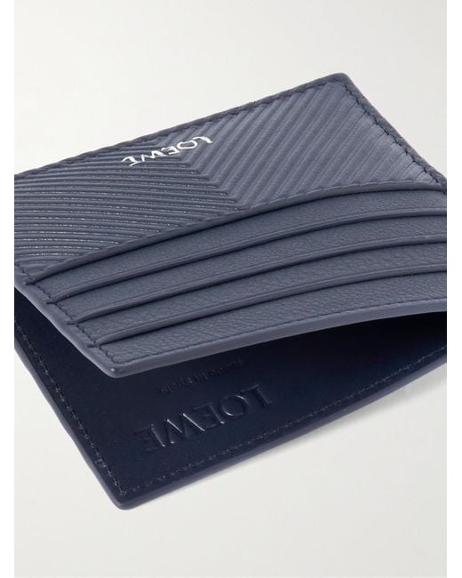 Loewe Blue Logo-Print Debossed Leather Cardholder for men