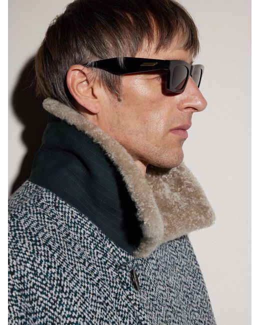 Bottega Veneta Black New Entry Square-Frame Recycled-Acetate Sunglasses for men