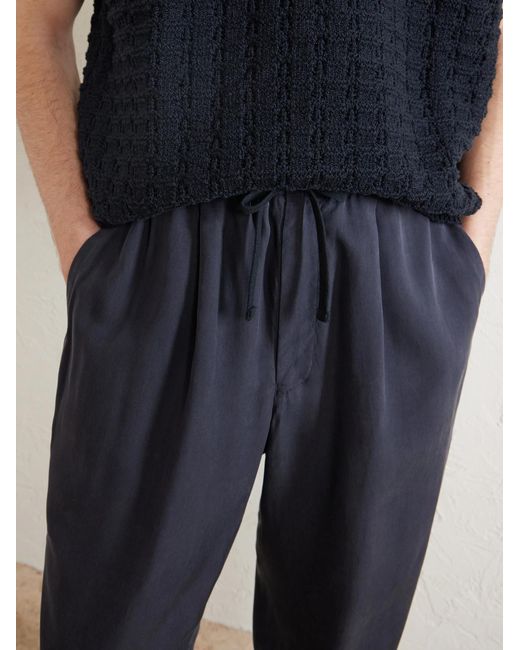 Kaptain Sunshine Blue Straight-leg Silk-gabardine Drawstring Trousers for men