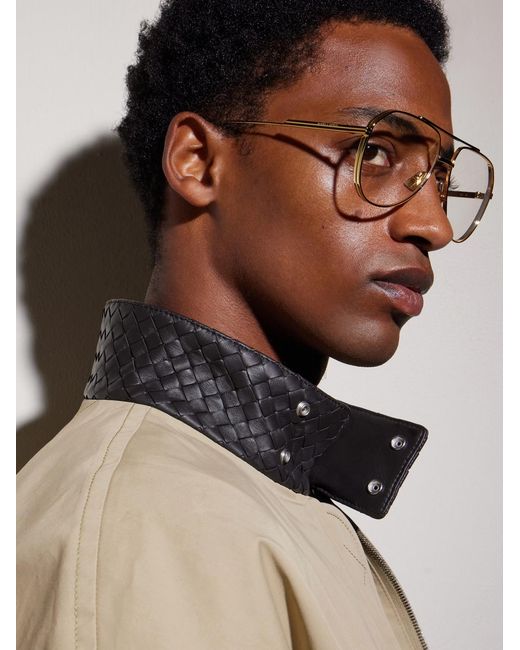 Bottega Veneta Natural Aviator-Style-Tone Glasses for men