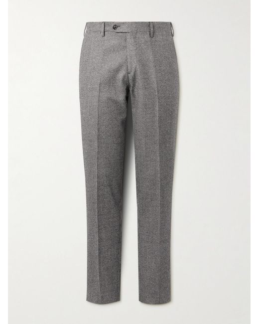 Lardini Gray Slim-Fit Straight-Leg Houndstooth Wool And Cashmere-Blend Suit Trousers for men