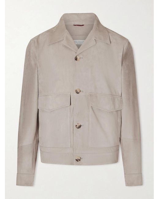 Brunello Cucinelli Natural Suede Blouson Jacket for men