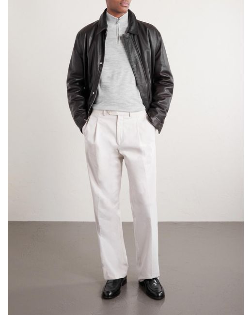Eleventy White Wool Half-zip Sweater for men