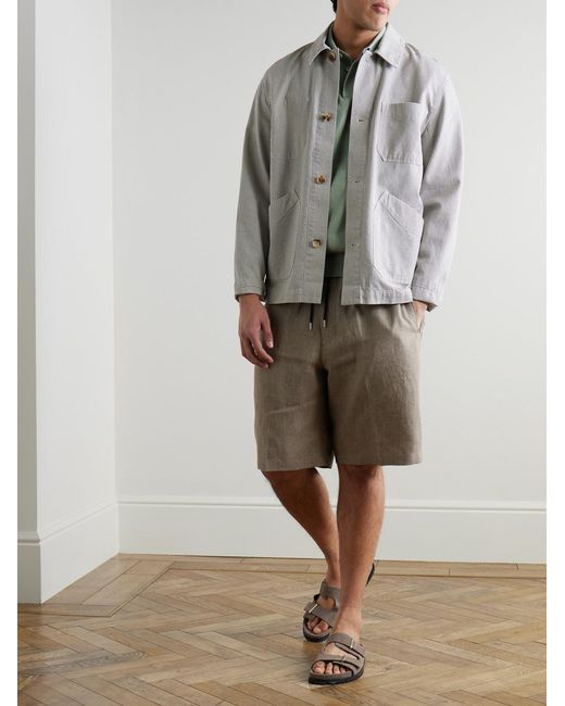 Paul Smith Gray Straight-Leg Linen Drawstring Shorts for men