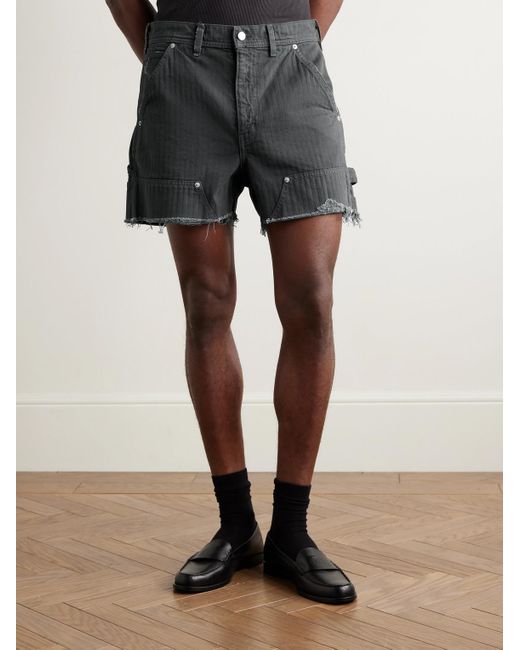 Enfants Riches Deprimes Schmal geschnittene Jeansshorts mit Fischgratmuster in Distressed-Optik in Gray für Herren
