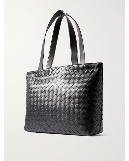 Bottega Veneta Black Avenue Small Intrecciato Leather Tote Bag for men