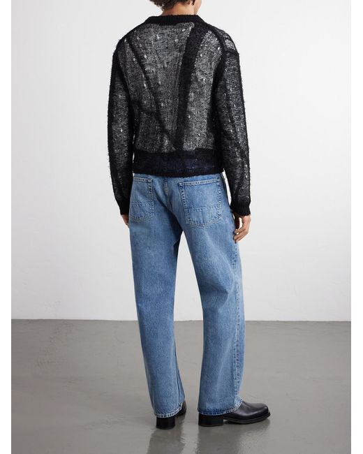 Our Legacy Black Academy Open-Knit Linen-Blend Cardigan for men