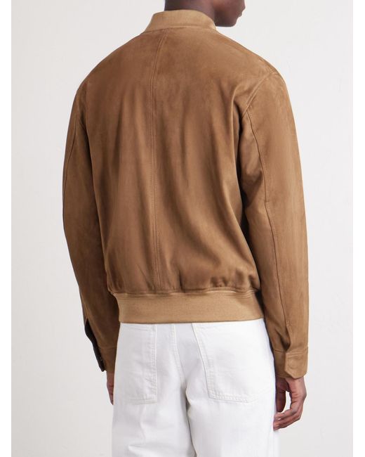Slowear Brown Suede Bomber Jacket for men