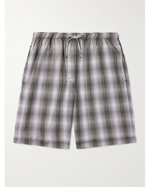 CDLP Gray Straight-leg Checked Lyocell Pyjama Shorts for men