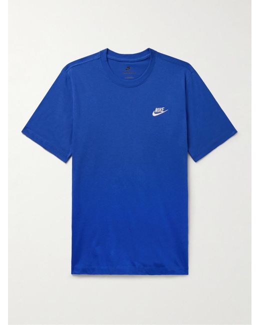 Nike Blue Sportswear Club Logo-embroidered Cotton-jersey T-shirt for men