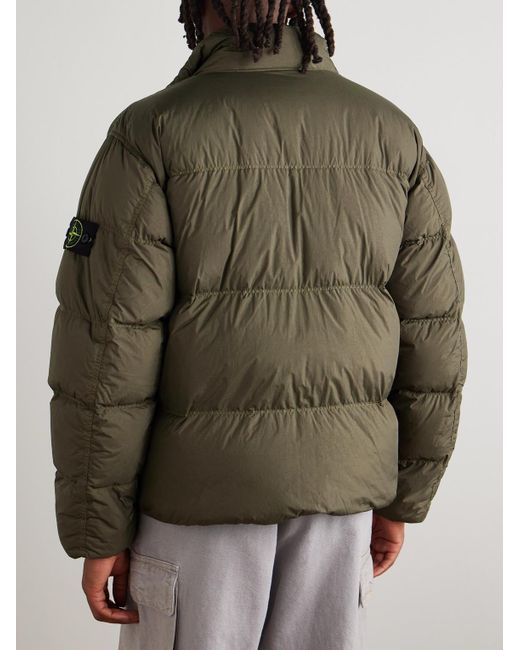 Stone Island Green Logo-appliquéd Garment-dyed Quilted Crinkle Reps Down Jacket for men