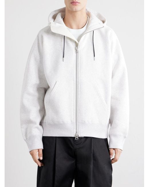 Sacai White Cotton-Jersey Zip-Up Hoodie for men
