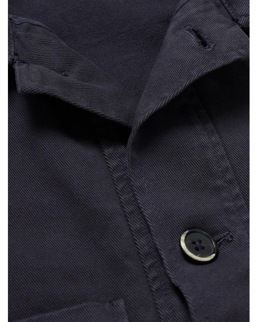 Barena Blue Garment-dyed Cotton-blend Gabardine Overshirt for men