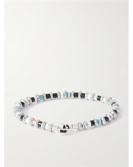 Mikia Natural Sterling Multi-Stone Beaded Bracelet for men