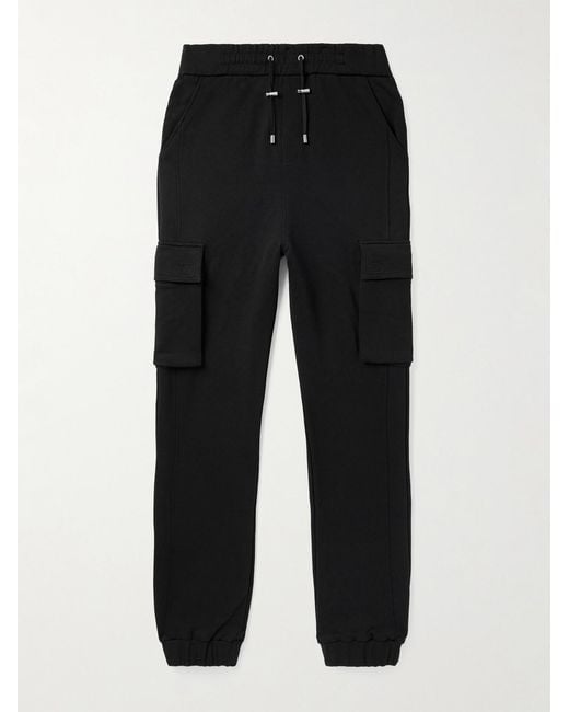 Balmain Black Print Cargo Sweatpants for men
